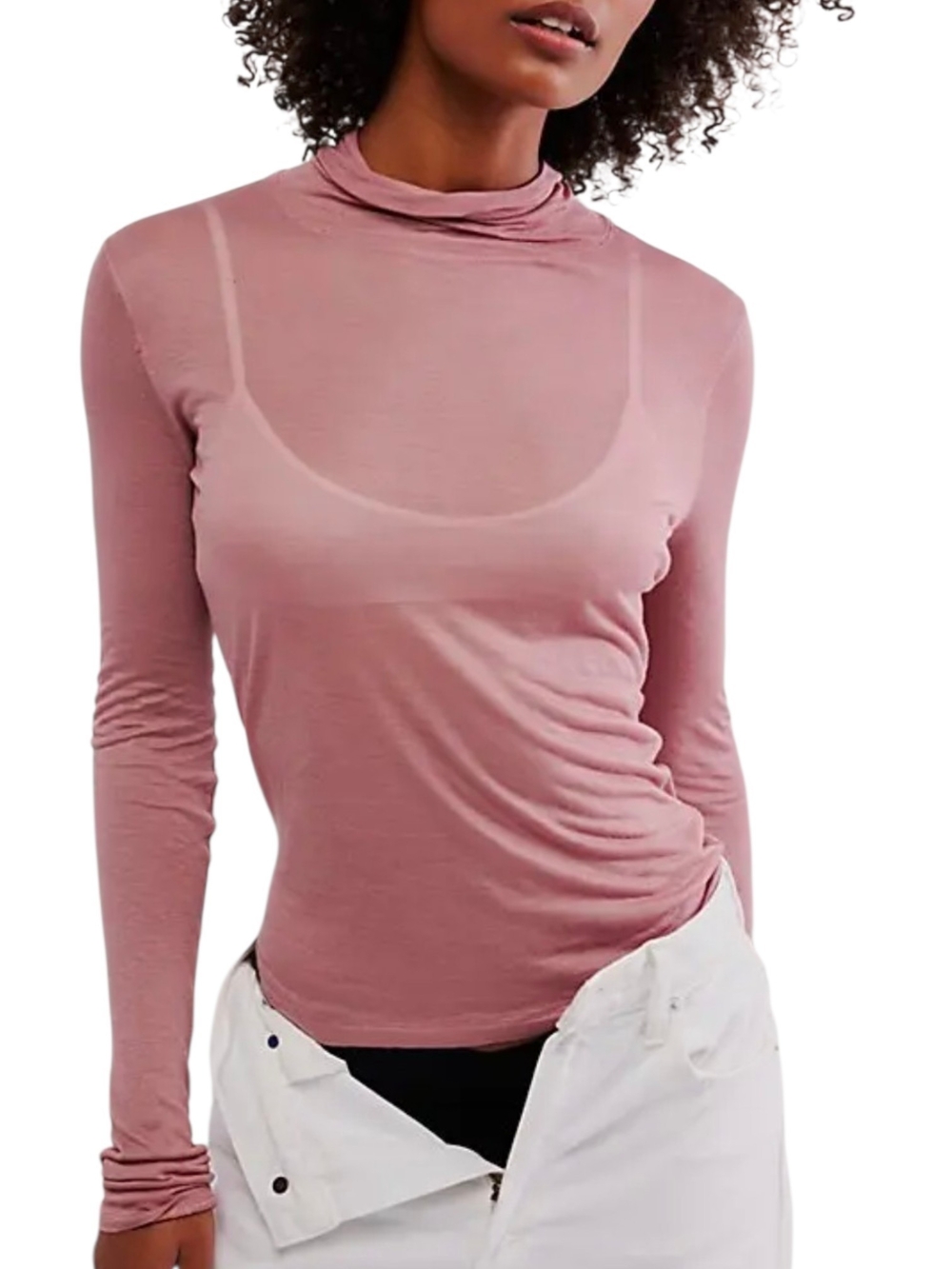 Free People On Air Fitted Turtleneck Long Sleeve Top Sz L